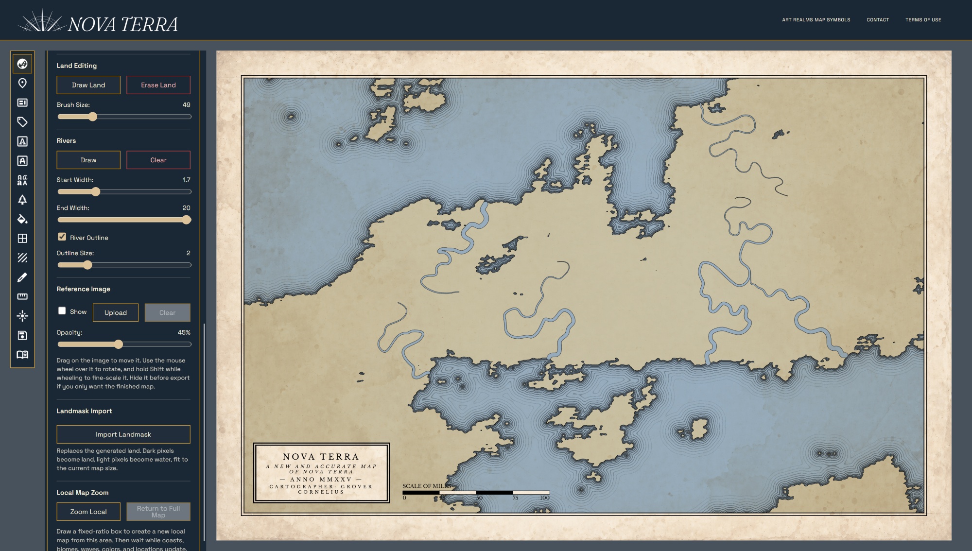 Nova Terra river drawing tool